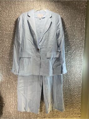 Michael Stars Lottie Blazer Pants Linen Set of 2 Small Blue Career Designer READ